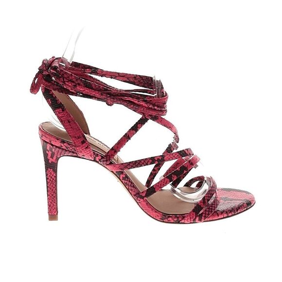 ANTONIO MELANI Vaylyn Snake Print Leather Lace Up Dress Sandals Pink & Blk 8.5 - Picture 3 of 9